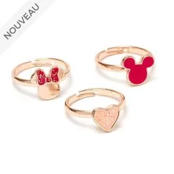 Disney Fr // Disney Store Lot De 3 Bagues Mickey Et Minnie Plaquées En Or Rose