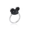 Disney Magasin // Couture Kingdom Bague Mickey Mouse Plaquée Or Blanc à Cristaux Noirs
