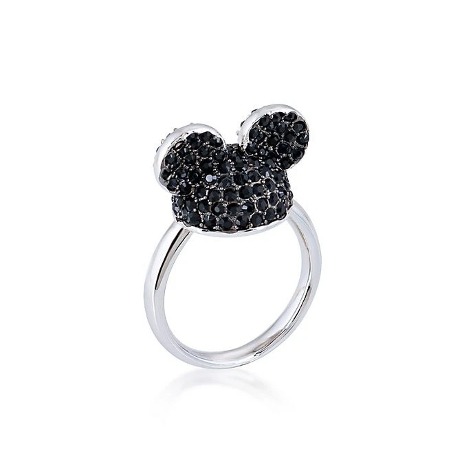 Disney Magasin // Couture Kingdom Bague Mickey Mouse Plaquée Or Blanc à Cristaux Noirs 1 Disney Magasin // Couture Kingdom Bague Mickey Mouse Plaquée Or Blanc à Cristaux Noirs