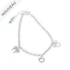 Disney Magasin // Disney Store Bracelet à Breloques Plaqué Argent Mickey Et Minnie