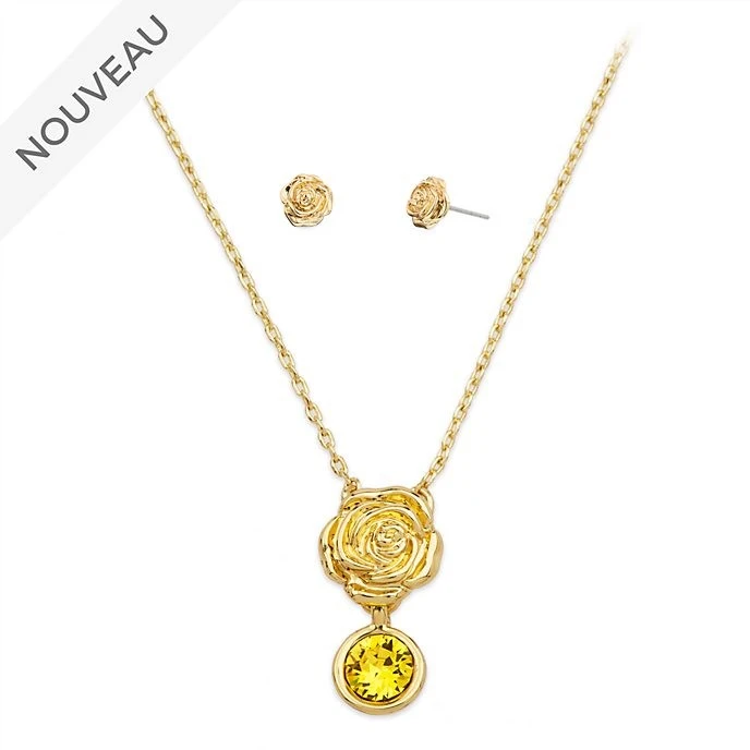 Disney Magasin Paris // Disney Store Parure Collier Et Boucles D'oreilles Belle 1 Disney Magasin Paris // Disney Store Parure Collier Et Boucles D'oreilles Belle