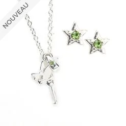 Magasin Disney // Disney Store Parure Collier Et Boucles D'oreilles Clochette Plaquée Argent